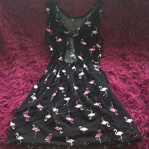 Dresses - Flamingo print dress knot back dress Dresses - Flamingo print dress knot back dress